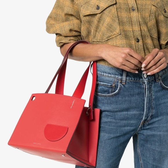 Danse Lente coral Margot leather top-handle tote